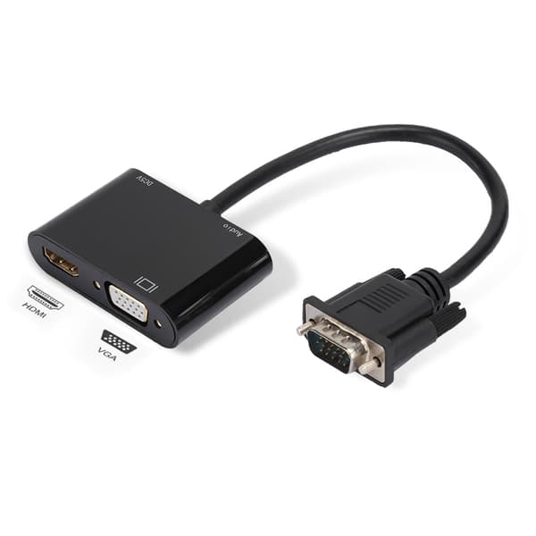 Plug-and-Play VGA til HDMI HD Videokonverter Kabeladapter til computerprojektor