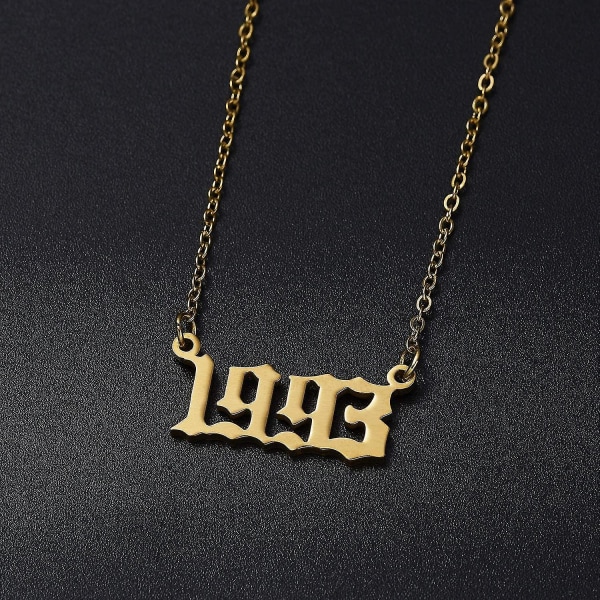 Födelseår Halsband Guld/silver Rostfritt stål nummer hänge halsband 1993