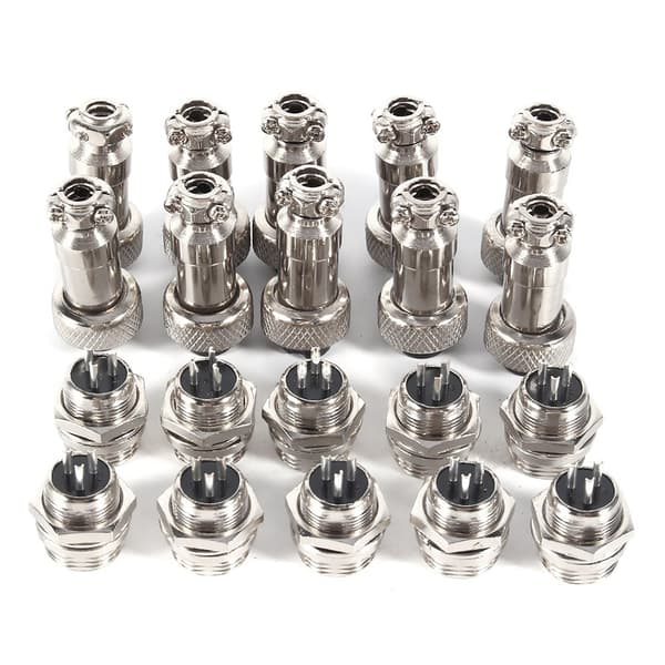 10 Sæt GX12 3Pin 12mm Luftfartsstik Han Hun Metal Socket Connector