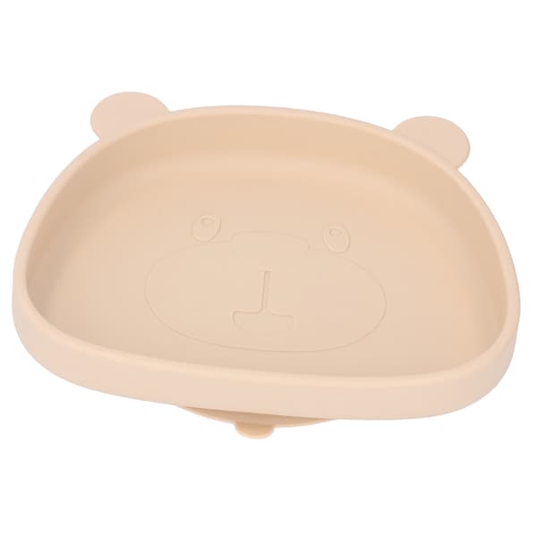 Baby Panda Silikon Sugplatta för Småbarn Matningsmaterial Beige