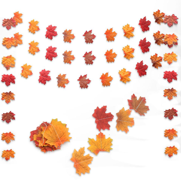 Simuleret Maple Leaf Garland Autumn Harvest Party Dekoration 10 PCS