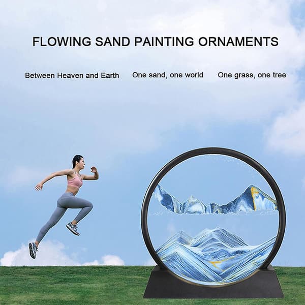 Rörlig Sandsandsbild Timglas Djuphavslandskap Glas Quicksand 3d-målning Blue