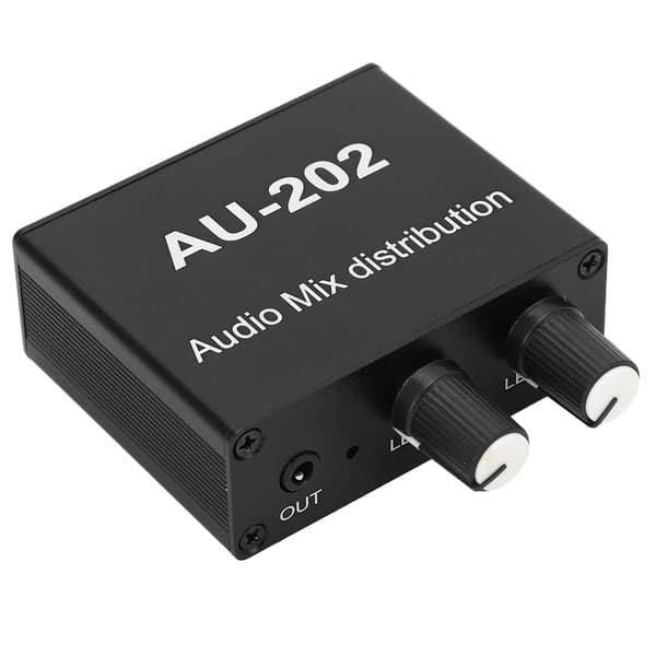 2 Input 2 Output 3.5mm Stereo Mixer Audio Forstærker Plug Play Aluminium Legering