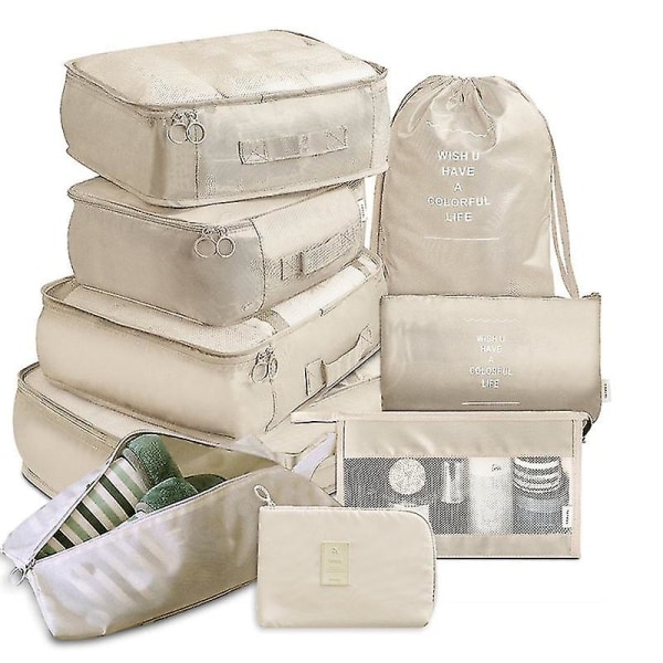 Rejsearrangørsæt, 9 stykker, bærbare bagagetasker, ideel til opbevaring af sko og tøj i din kuffert Navy 9pcs