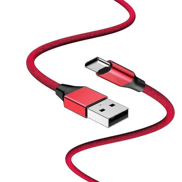 USB A till typ C-kabel Snabbladdningssladd Röd Red