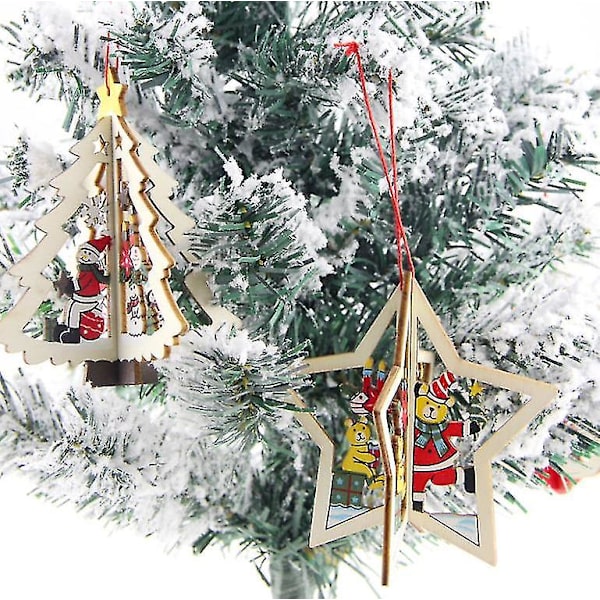 Juldekorationer ihåligt trähängande julklappar color2