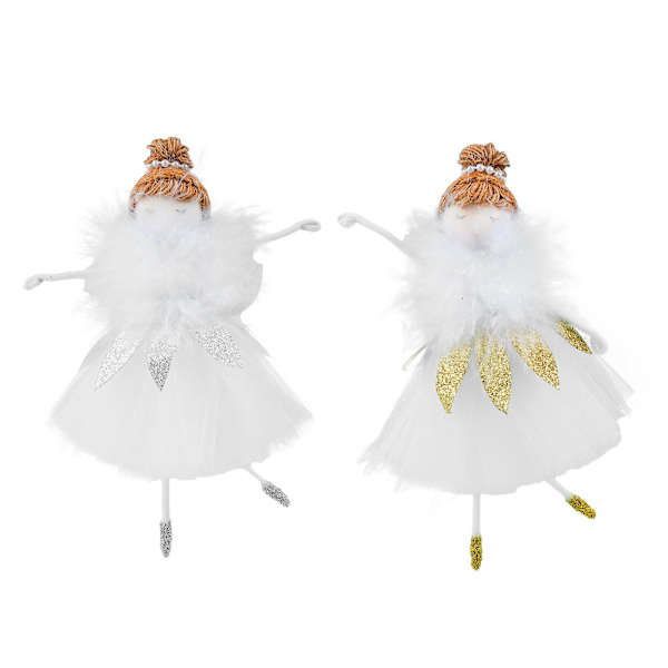 2kpl Enkelijoulukoristeita Riippuva Ballerina Girl Pehmo Xmas Tree Doll