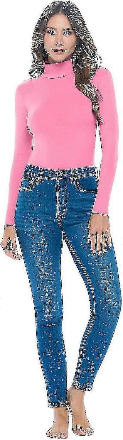 Ärm Hals Dräkt Andningsbar Stretch Neon Pink 3X-L