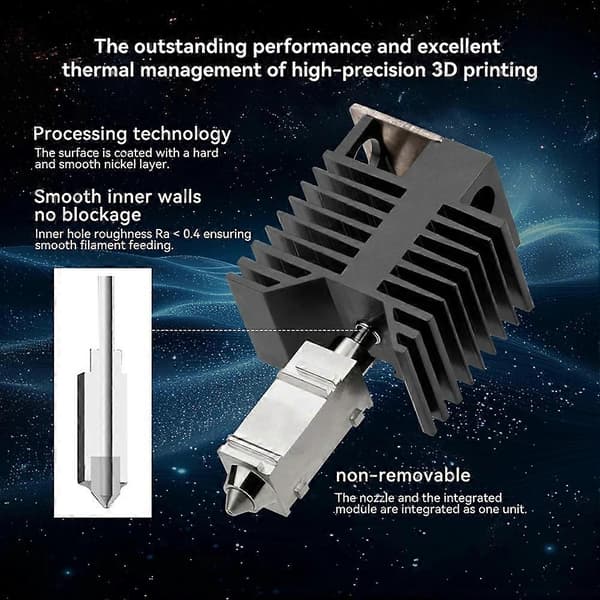 Til Snapmaker U1 hotend integreret 3D-printerdel med hærdet ståldyse 0,6 mm Black 0.6Mm nozzle