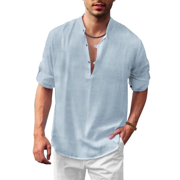 Långärmad skjorta i linne med stativ för herrar gery XL
