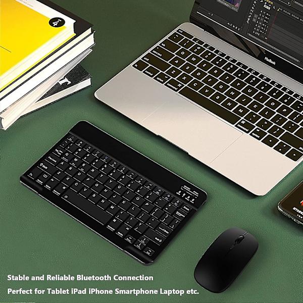 Protable trådlöst Bluetooth tangentbord och mus Combo Uppladdningsbar sladdlös 10 tum Black