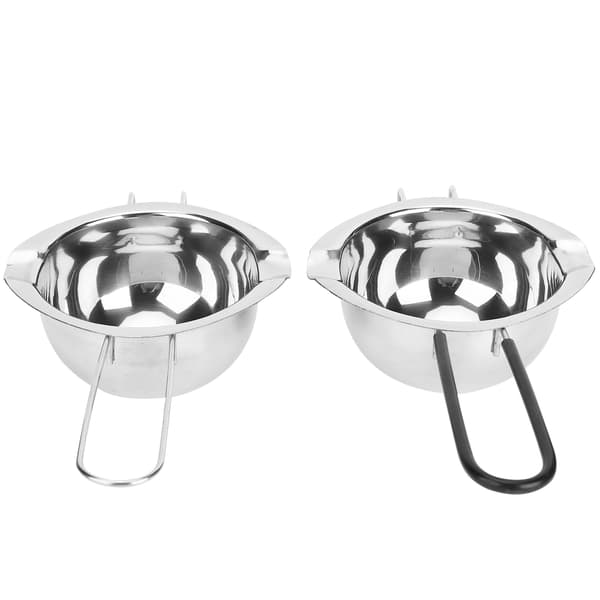 2 STK 400 ml smeltedigel i rustfrit stål til smør, chokolade, ost, køkkenredskab, sølv sort