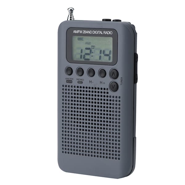 Digitaalinen AM/FM-stereo taskuradio - Harmaa