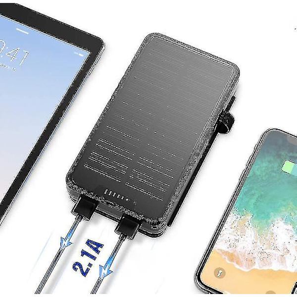 Trådlös Power Bank Solar Power Bank 10000mah Power Bank Power Bank med stor kapacitet black