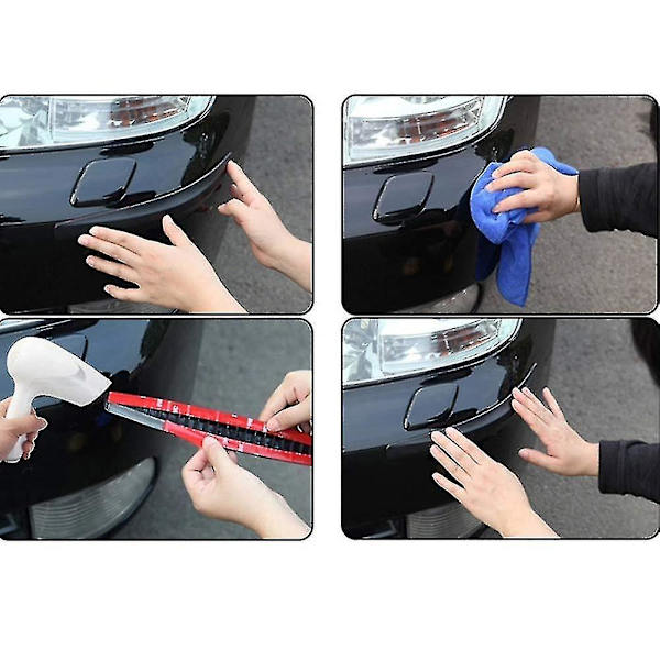 2 stk Bil Forreste Bageste Hjørne Kofanger Beskytter Carbon Fiber Anti-kollisionsstrimmel Sticker Kofanger Beskytter Red