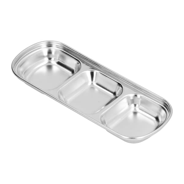 Rustfritt stål 3-roms Hot Pot Saus Krydderfat Kantine Snacksfat