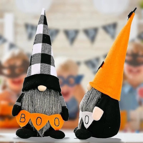 2stk Halloween Gnome Bat Tomte Nisse Elf Dwarf Hylde Tiered Bakke Decor