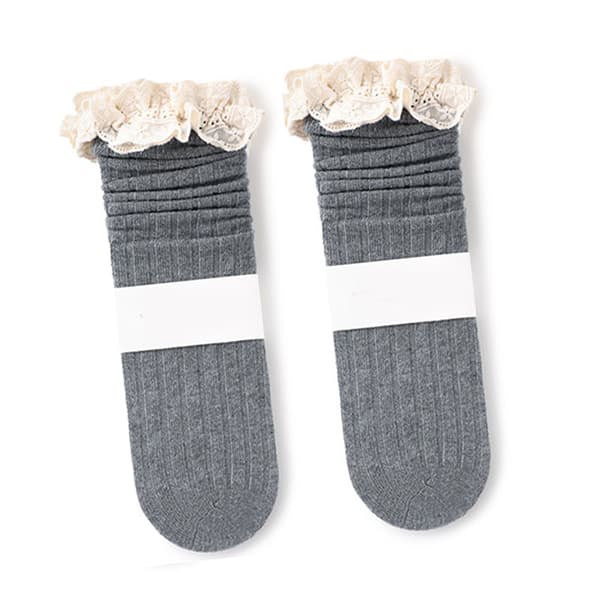 Pige Lace-Strømper til Midthøjde Elastisk Varme Lace Trim Bomuld Børn Midthøjde Lange Strømper til Forår Efterår Fri Størrelse