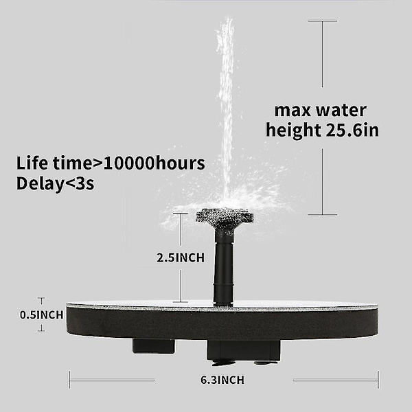 Fågelbadfontän Soldriven vattenpump Flytande utomhusdamm Trädgårdsuteplats 1,5w