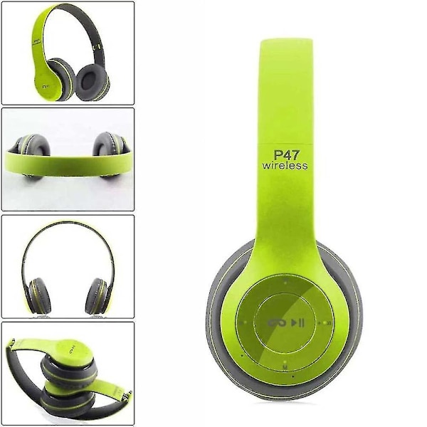 Taitettava langaton kuulokemikrofoni P47 Stereo Bluetooth 4.2 Chip Headphone Support Tf Card Green