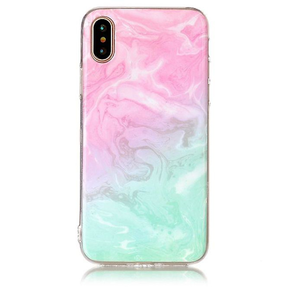 För Iphone X Case grönt marmormönster Tpu Stötsäkert skyddande cover