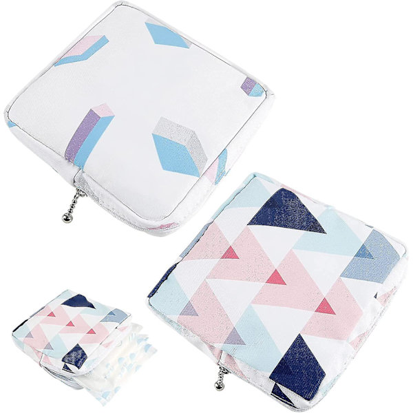 Förvaringspåse för sanitetsbindor, 2-pack vattentäta påsar för sanitetsbindor med dragkedja (geometri) color 1
