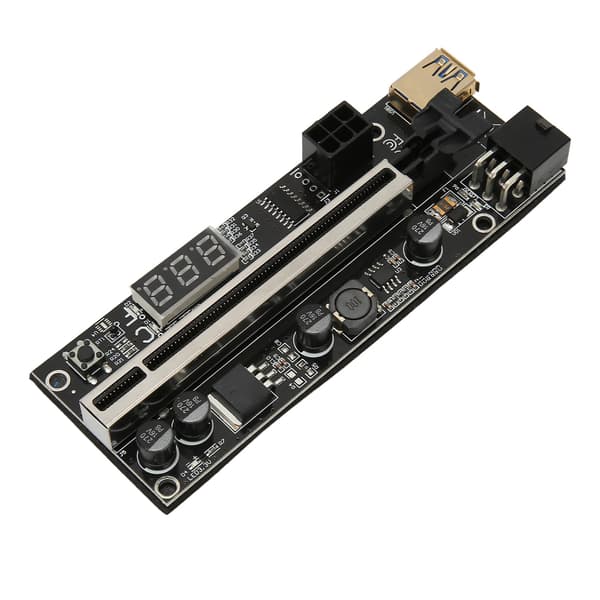 PCIe Riser Adapterkort 1X til 16X Dobbel 6Pin Temp Sensor USB3.0 Strømkabel Mining Riserkort for Grafikkutvidelse