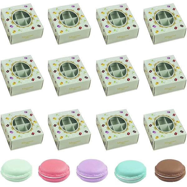 12 Macaron Box, Bakelse Box, Macaron Boxar, Dessert Box, 6 Grids, för Macarons