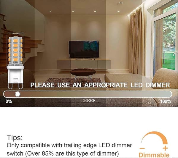 Dimmable G9 LED Bulbs Warm White 2700K 3W Equivalent 30W G9 Halogen Bulbs Flicker-Free 6-Pack