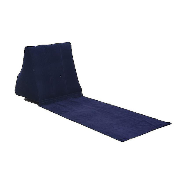 Foldable Soft Beach Mat Camping Lounger Back Pillow Cushion Chair Seat Inflatable Deep blue