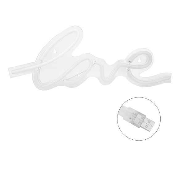 Hjerteformet Transparent Panel Neon Lys USB LED Lys til Rumindretning