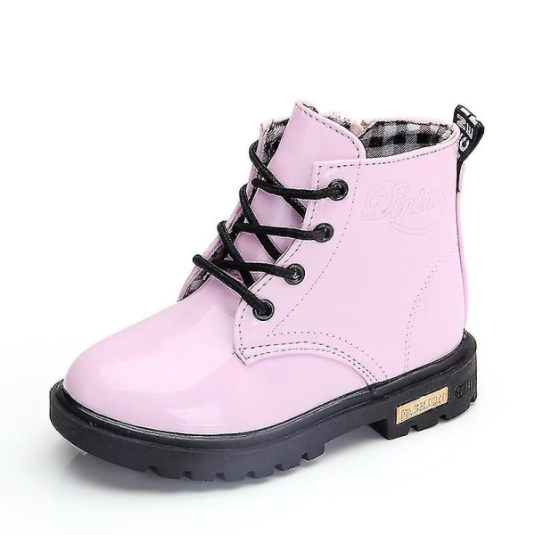 Kid Girls Snow Martin Waterproof Pu Leather Boots Pink 33