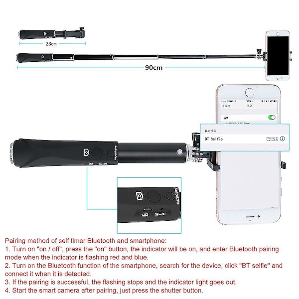 Selfie Stick-stativ med Bluetooth