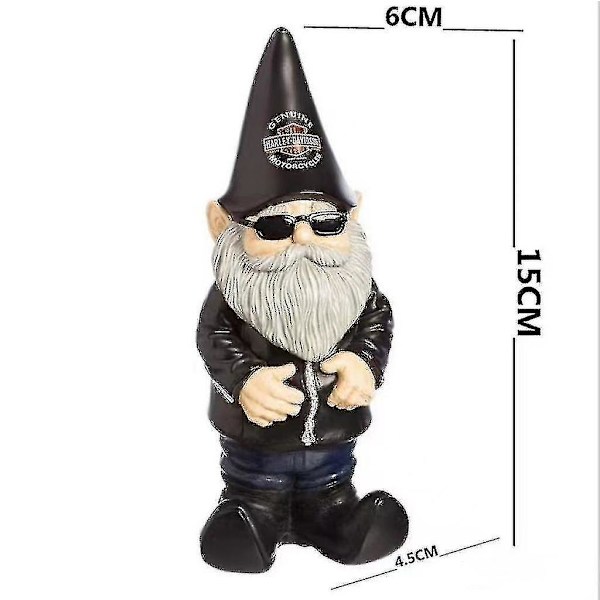 Den nya Utomhus Harley-davidson Motorcykel Gnome Goblin Dwarf Resin Trädgårdsprydnad Decorati