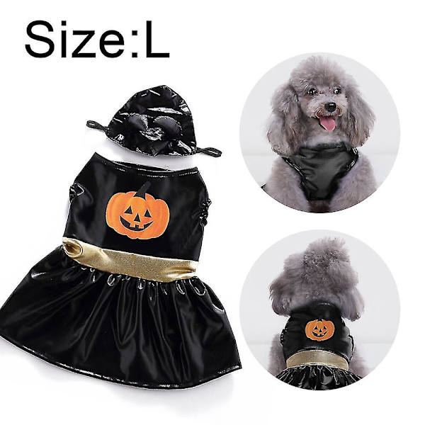 Halloween-asut koirille Kaunis musta hattu koiran asumekko Söpö kurpitsa-logo Trendikäs lemmikkivaatteet S L