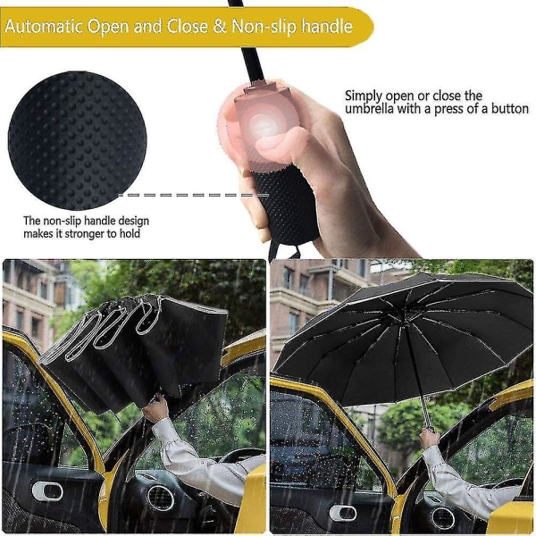 12 Ribs Inverted Umbrella Windproof Travel Umbrella Reverse Folding Umbrella With Reflection