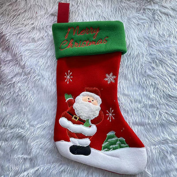 Tecknad julstrumpa present Jul snögubbe gammal man mönster D