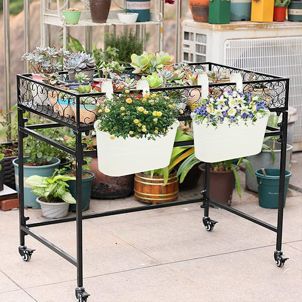 2 Pack Oval Iron Planter Ruukut Riippuva istutuskone seinään, ikkunaan, patiolle, puutarhaan