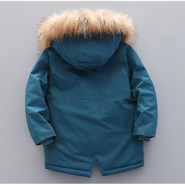 Pojkar Vinterjackor Dunjacka Hooded Snowsuit Parka Vindtät överrock 90cm Navy