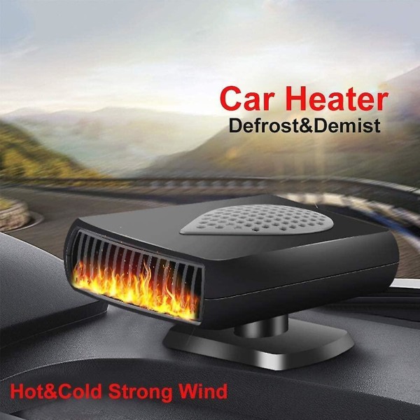 I 1 bärbar bilvärmare, snabbvärmande bildefroster, varm och kall bilkylfläkt med 12V cigarett