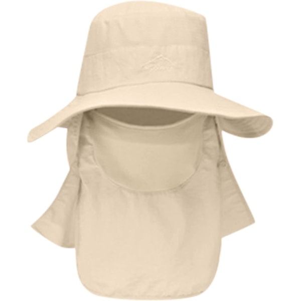Fishing Hat For Men & Women, Outdoor Uv Sun Protection Wide Brim Hat With Face Cover & Neck Flap Khaki
