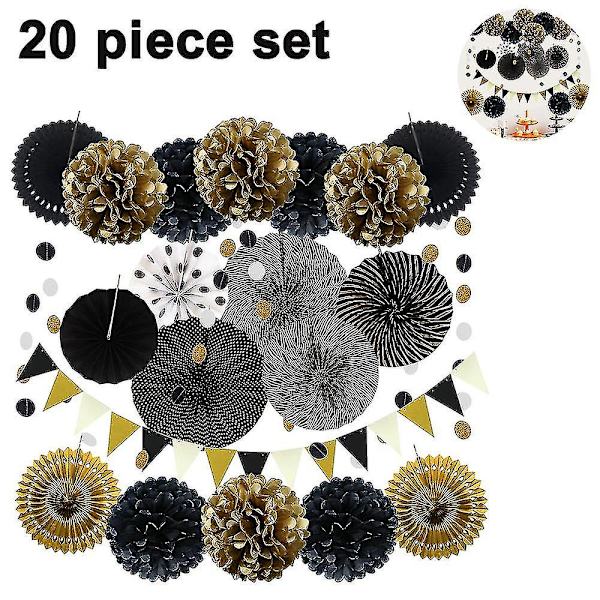 Riippuvien juhlakoristeiden set, 20 kpl Pinkki Purppura Valkoinen Paperi Kukkia Pom Poms Pallot Ja Paperilyhdyt hääsynttäreille Baby Shower Graduat