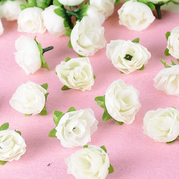 (dia: 3cm) 100 stk Kunstig Rose Blomsthode Blomsterhode Falsk kunstig plantedekorasjon Rose Milky