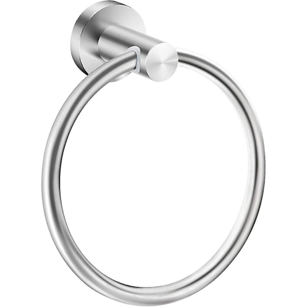 Sort håndklædering Håndklædeholder til badeværelse Håndklædeholdere Vægmontering Badeværelses hardware Enkel rund håndklædeophæng 304 rustfrit stål Brushed Steel