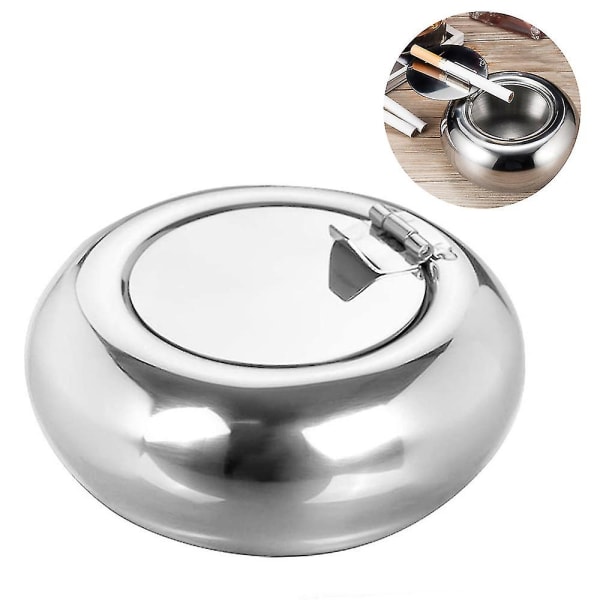 Inside And Outside Ashtray Stainless Steel Ashtray With Lid Large