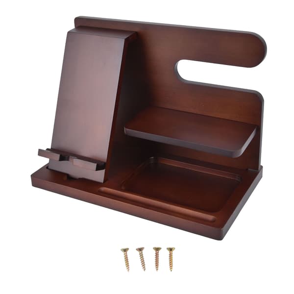 【BQ】Mobile Phone Base Multifunctional Desktop Storage Holder Retro Pine for Glasses Key Watch