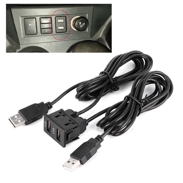 1,5 m Dashboard Kabel Adapter 2 Port Bilmontering Flush Ledning til Lastbil Båd