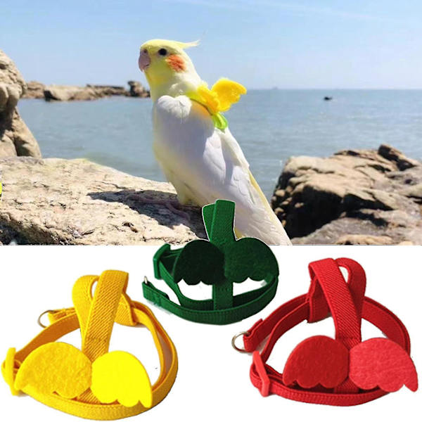 Lång kabelfågelsele Dekorativ lättviktsparakit papegojaväst Rep för fågel Yellow XS