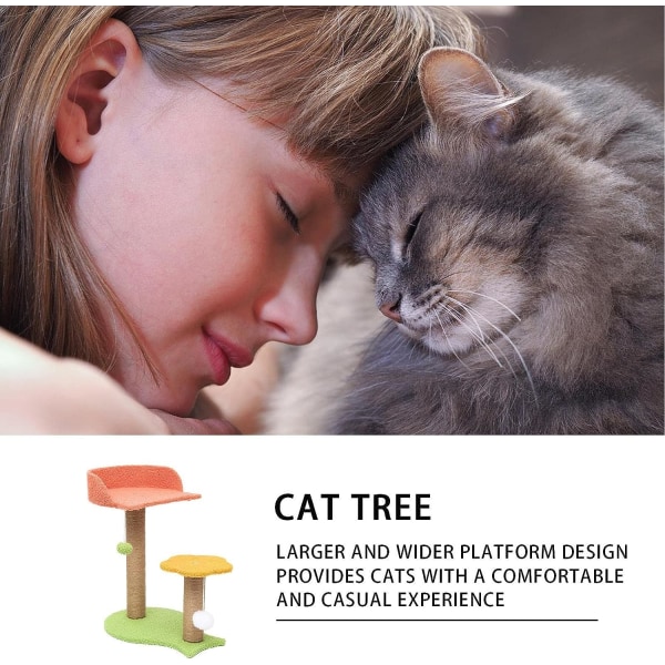 Kattträd för katter - Kattträd med säng och hylla | Trä kattunge skrapstolpe