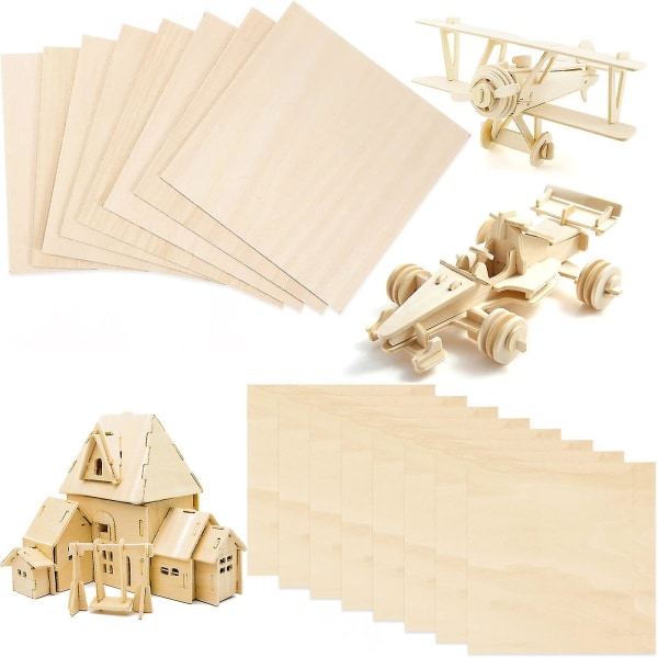 20 stycken Balsa-träskivor Träplywood Hobbyträskiva för självhantverk Trämodell (100 X 100 X 1,5 Mm)